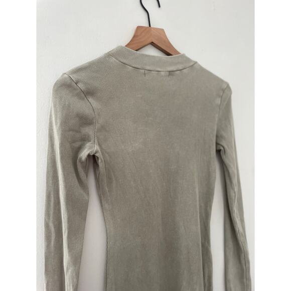 Young Fabulous & Broke Ribbed Long Sleeve Bodycon Dress Small Green Gray - Picture 7 of 9